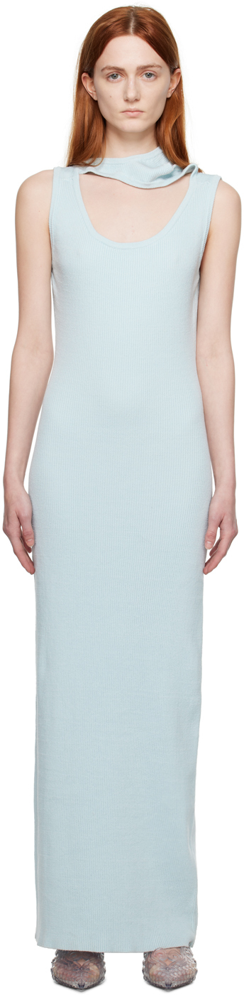 Y/project Blue Classic Triple Collar Maxi Dress In Light Blue
