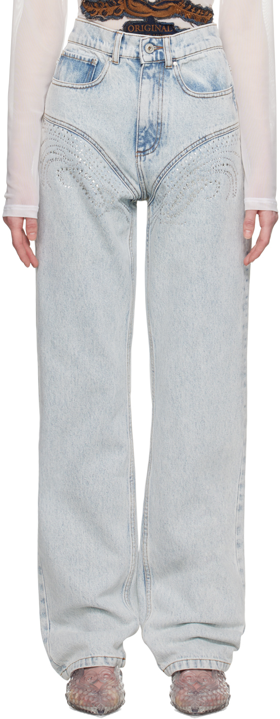 Y/project Ssense Exclusive Blue Jeans In Ice Blue