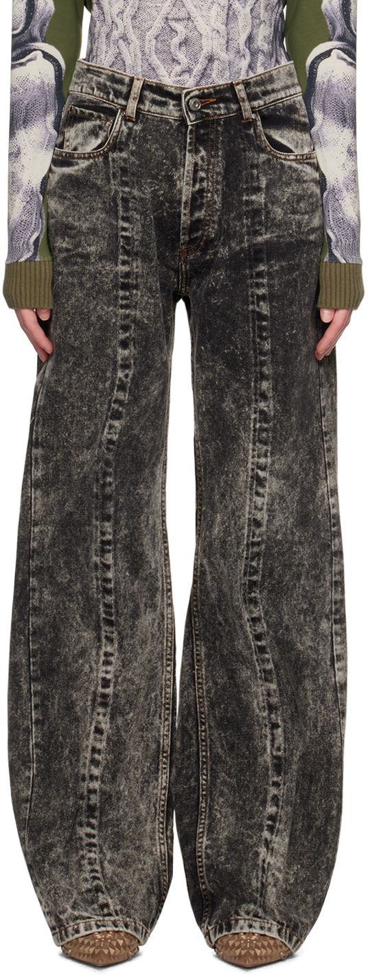 Y/project Ssense Exclusive Gray Jeans In Black Acid Wash