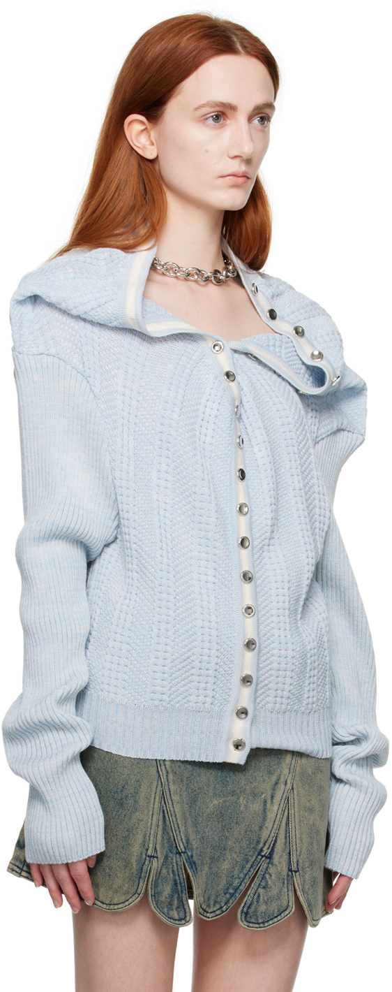 Y/Project Blue Classic Ruffle Necklace Cardigan | Smart Closet