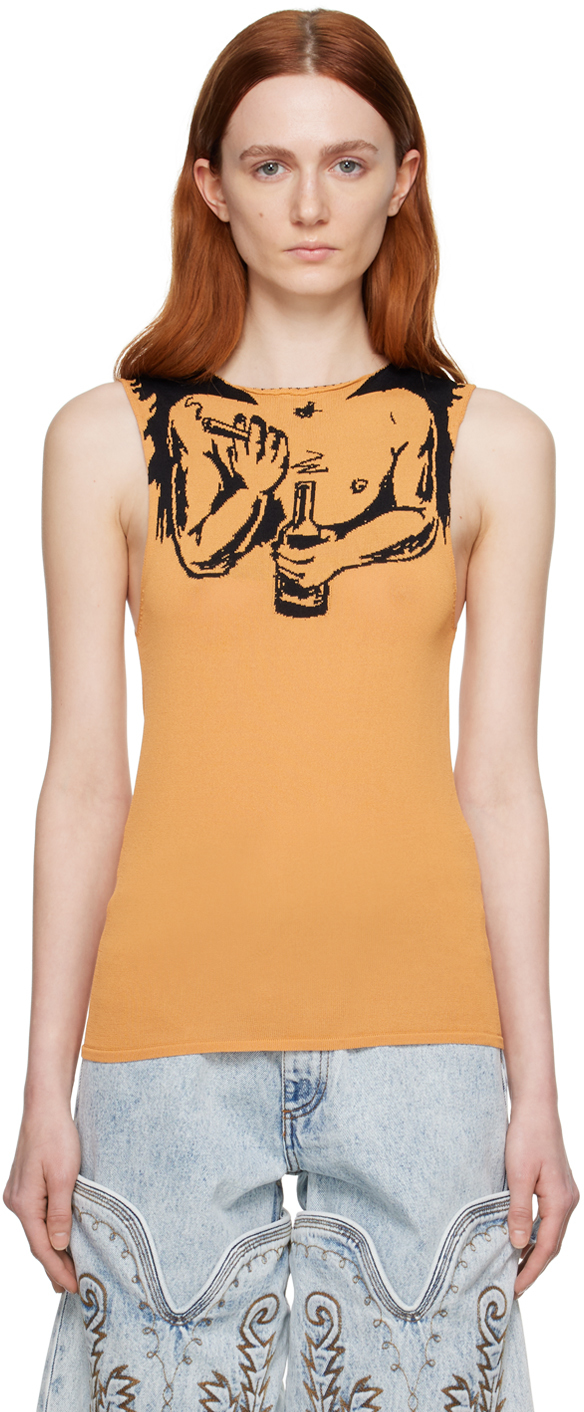 Y/project Tan Arm Tank Top In Sand