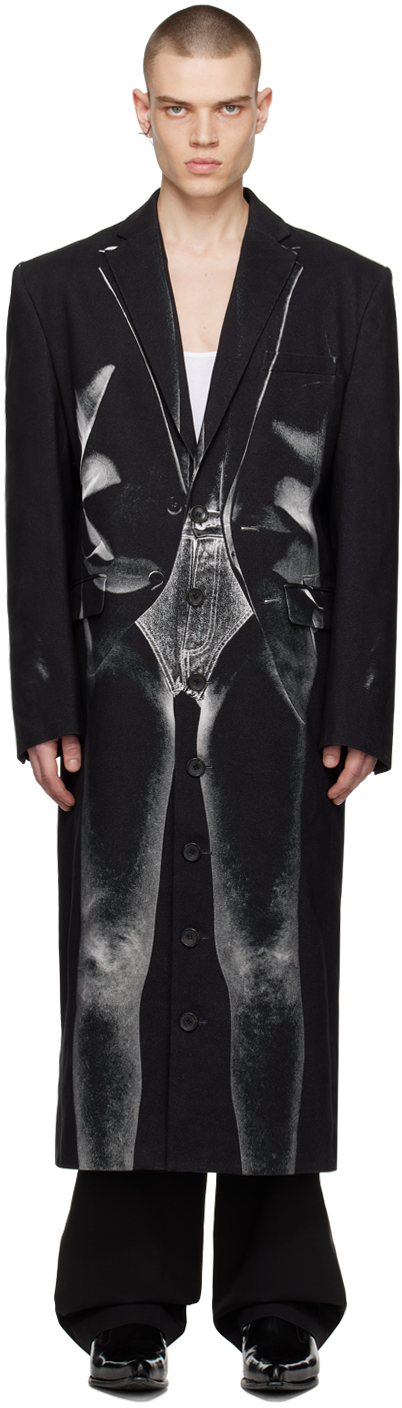 Y/project Black Jean Paul Gaultier Edition Trompe L'oeil Janty Coat