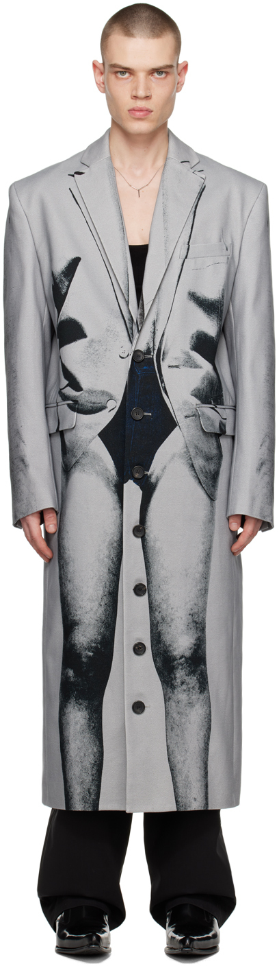 Gray Jean Paul Gaultier Edition Trompe L'Oeil Janty Coat