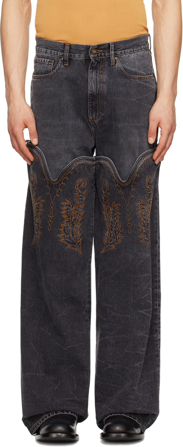 Black Classic Cowboy Cuff Jeans