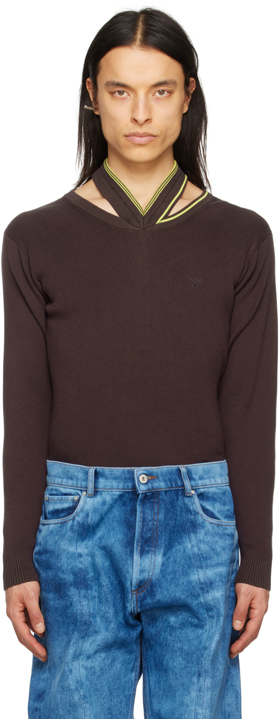 Y/project Brown Embroidered Sweater
