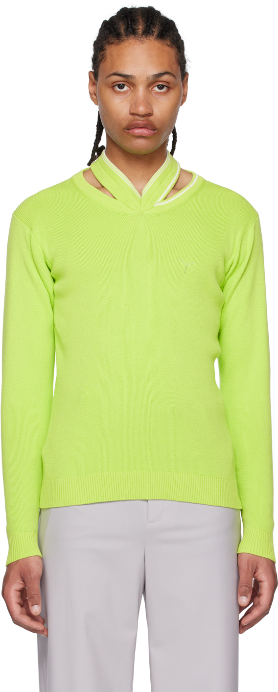 Y/project Green Cutout Sweater In Lime