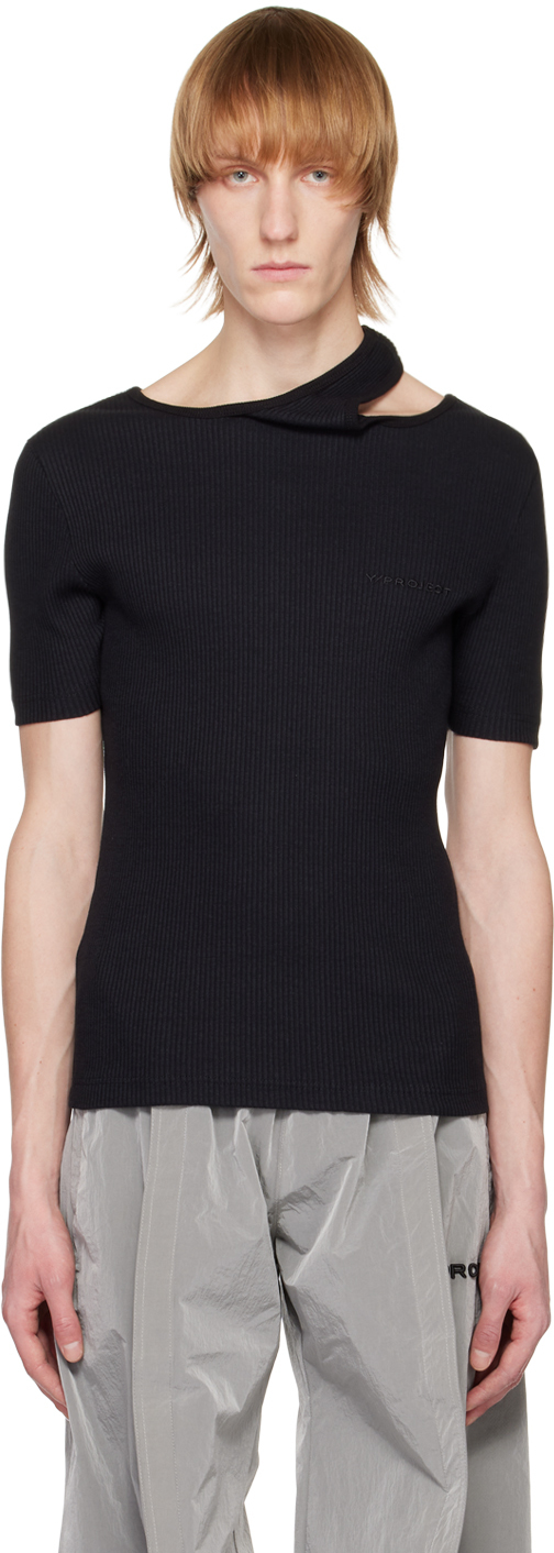 Y/Project: Black Double Collar T-Shirt | SSENSE