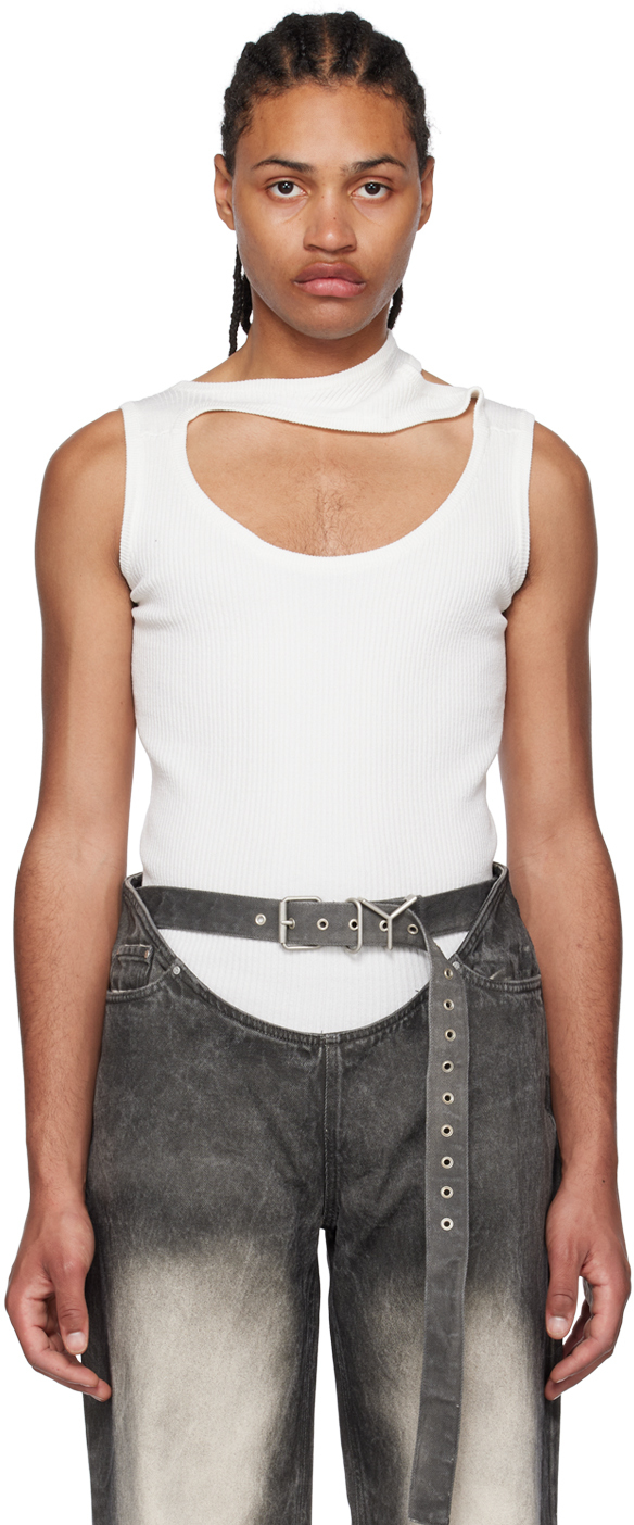 Y/project Triple Collar Ribbed Tank Top In White