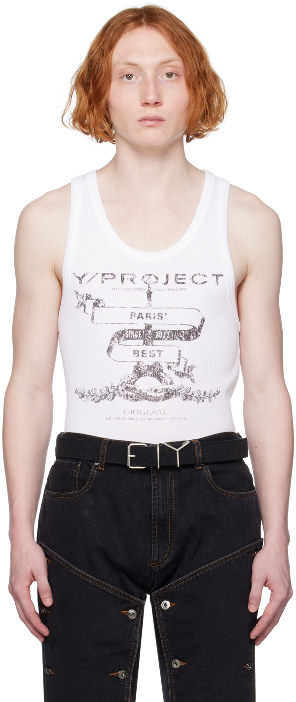Y/project Logo-print Cotton Tank Top In White