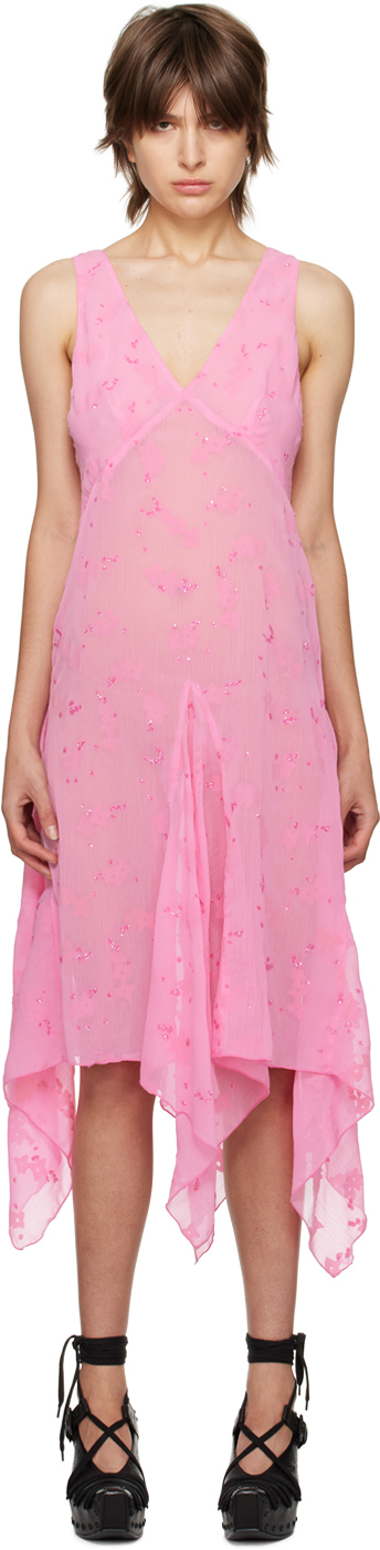 Anna Sui Ssense Exclusive Pink Midi Dress In Pink Multi
