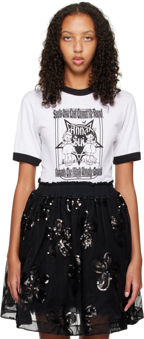 Anna Sui SSENSE Exclusive White Unholy Ground Ringer T-Shirt