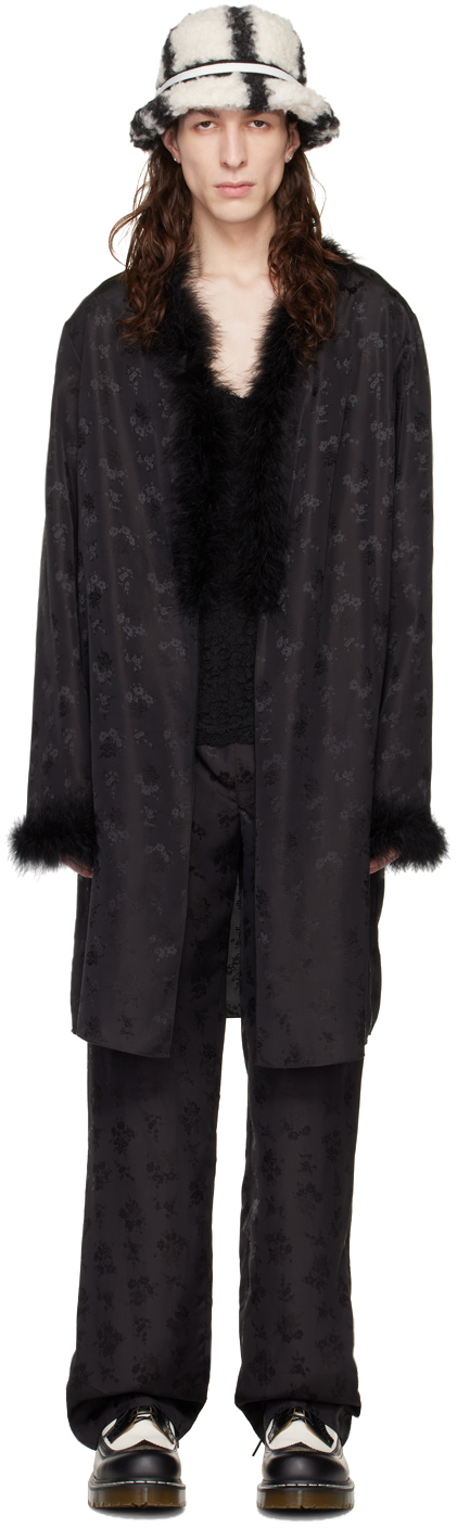 Anna Sui Ssense Exclusive Black Floral Robe