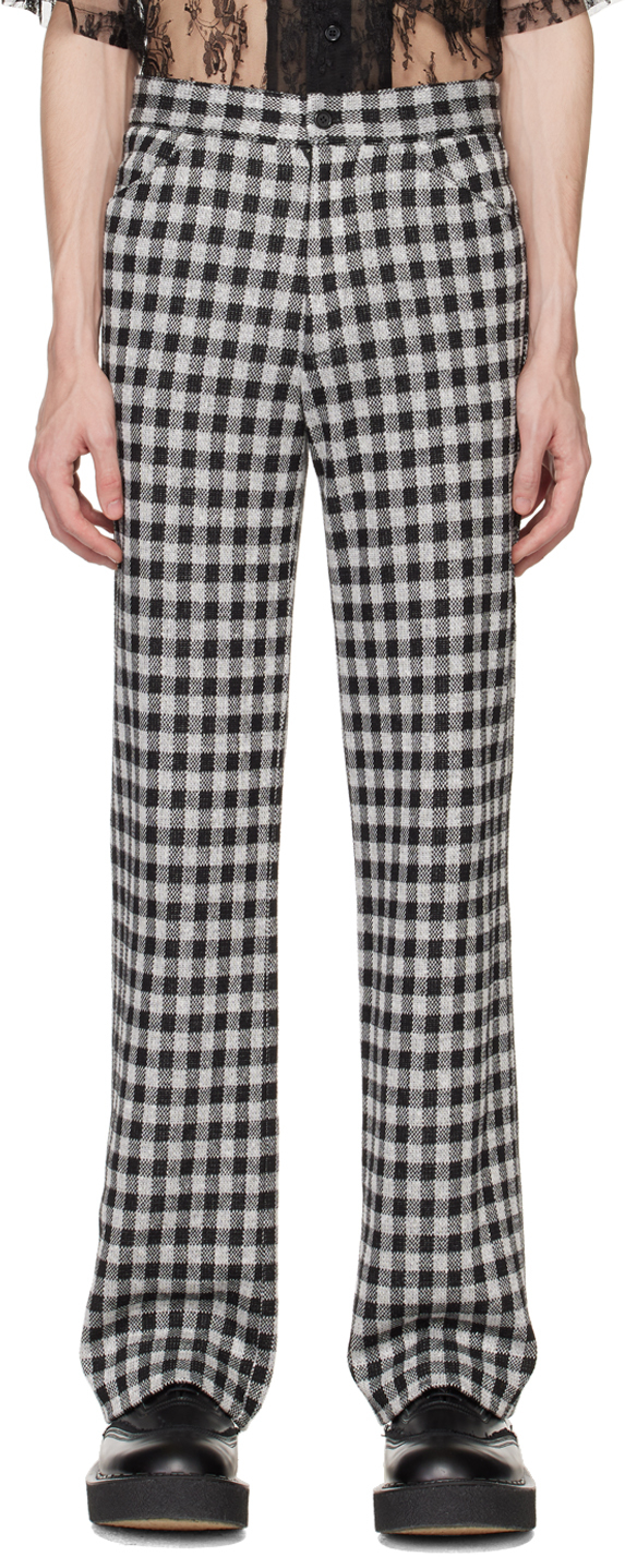 Anna Sui Ssense Exclusive Black Gingham Trousers In Black Multi