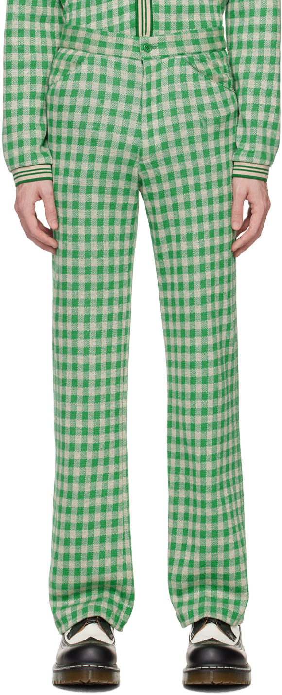 Anna Sui Ssense Exclusive Green Gingham Trousers In Green Multi