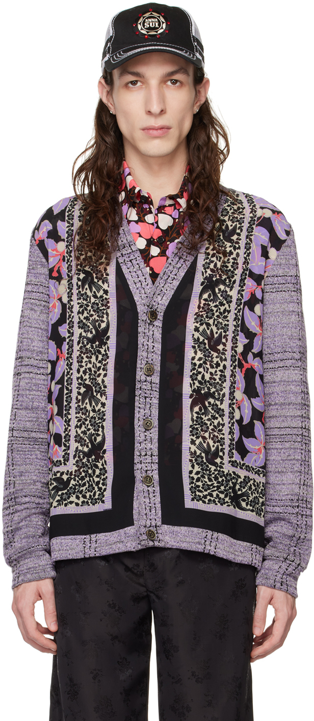 Anna Sui Ssense Exclusive Purple Cardigan In Lavender Multi