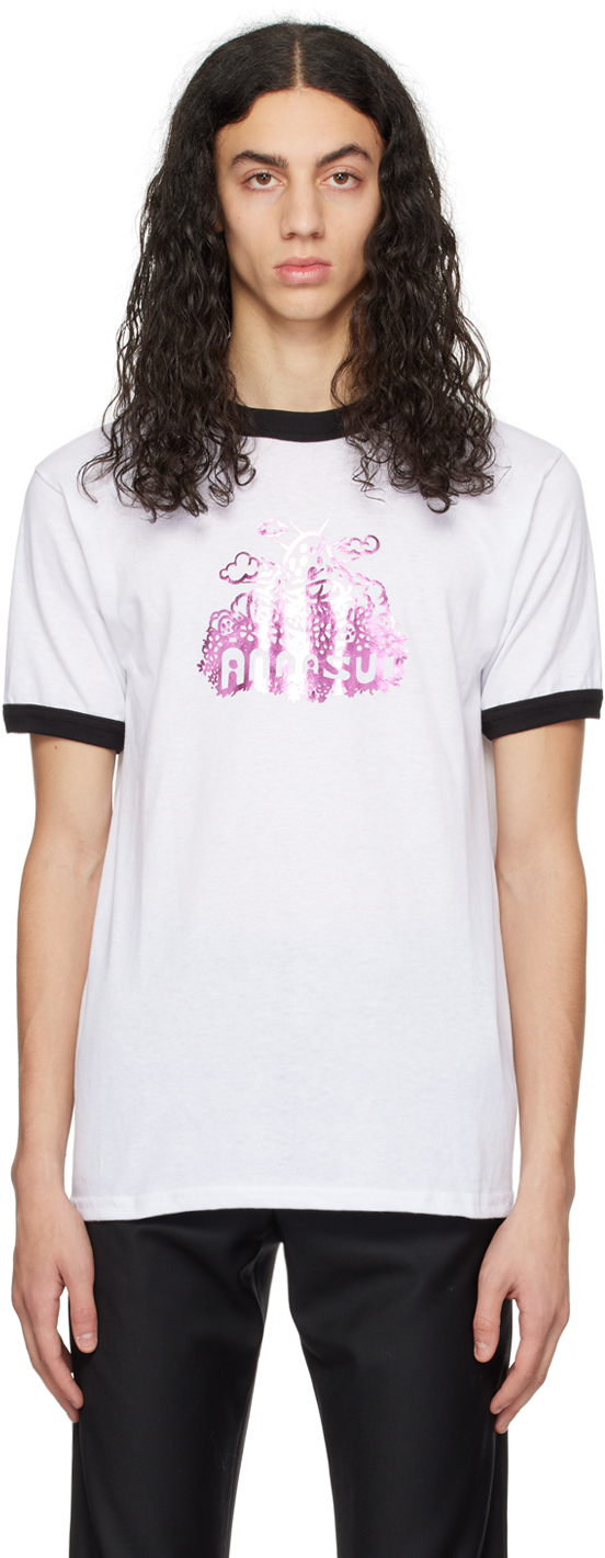 Anna Sui: SSENSE Exclusive White Mushroom Foil T-Shirt | SSENSE