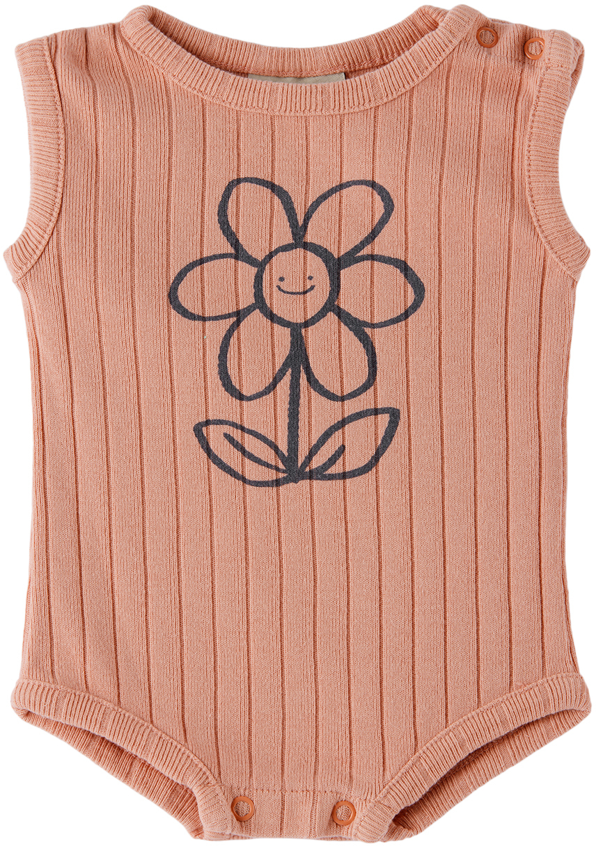 Baby Pink Happy Flower Bodysuit by The Campamento on Sale
