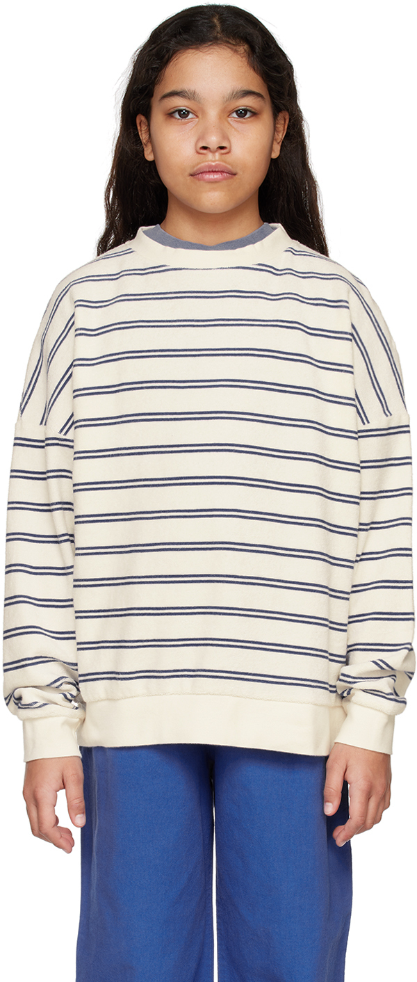 The Campamento Kids Off-white Stripes Sweatshirt In Cream