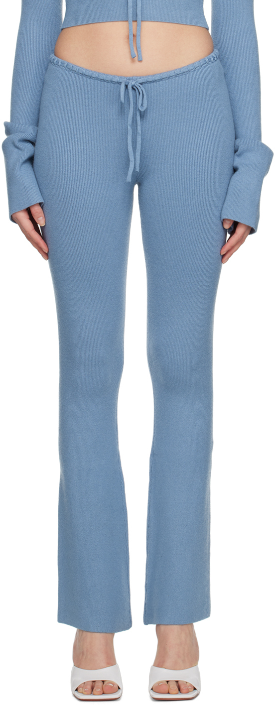 Danielle Guizio Blue Bow Lounge Pants