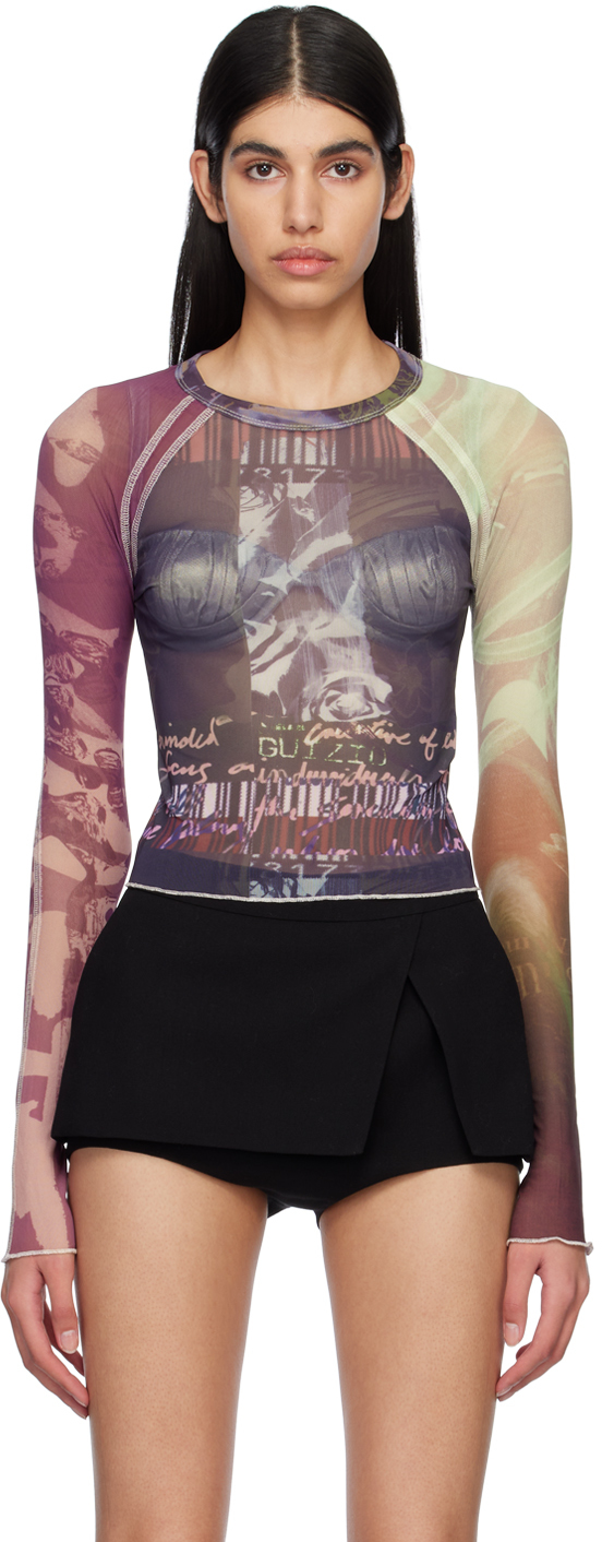 Danielle Guizio Multicolor Printed Long Sleeve T-Shirt
