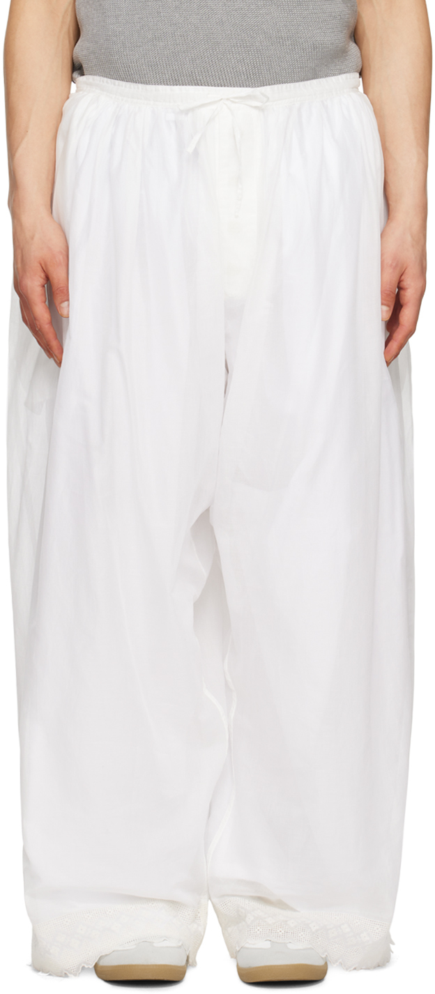 HED MAYNER WHITE GATHERED TROUSERS