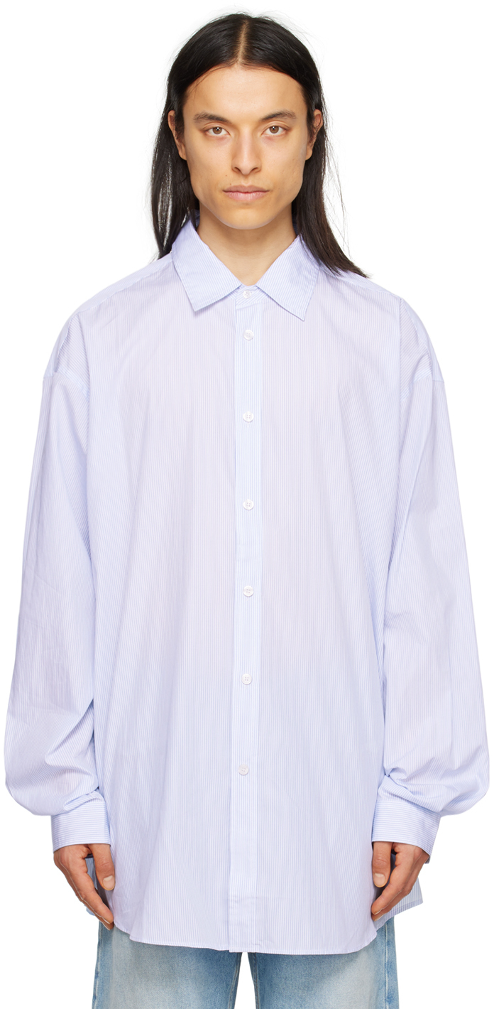 Blue & White Striped Shirt by Hed Mayner on Sale