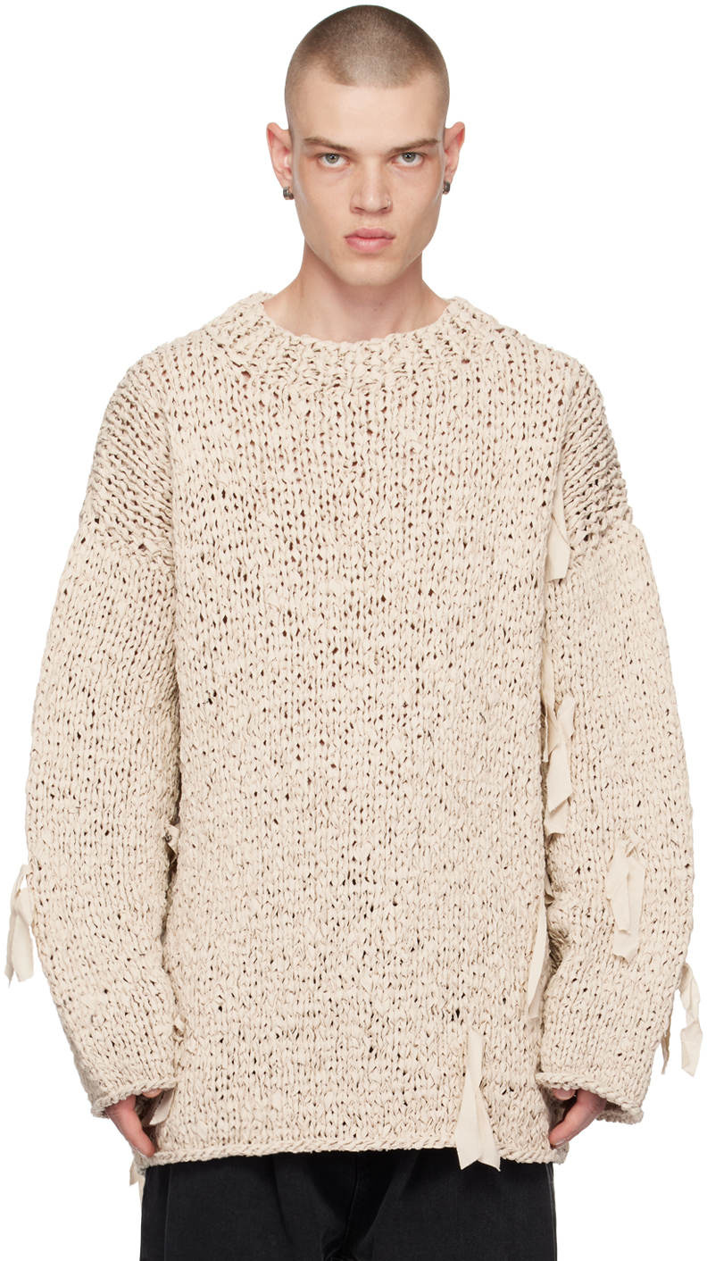 Hed Mayner: Beige Round Neck Sweater | SSENSE