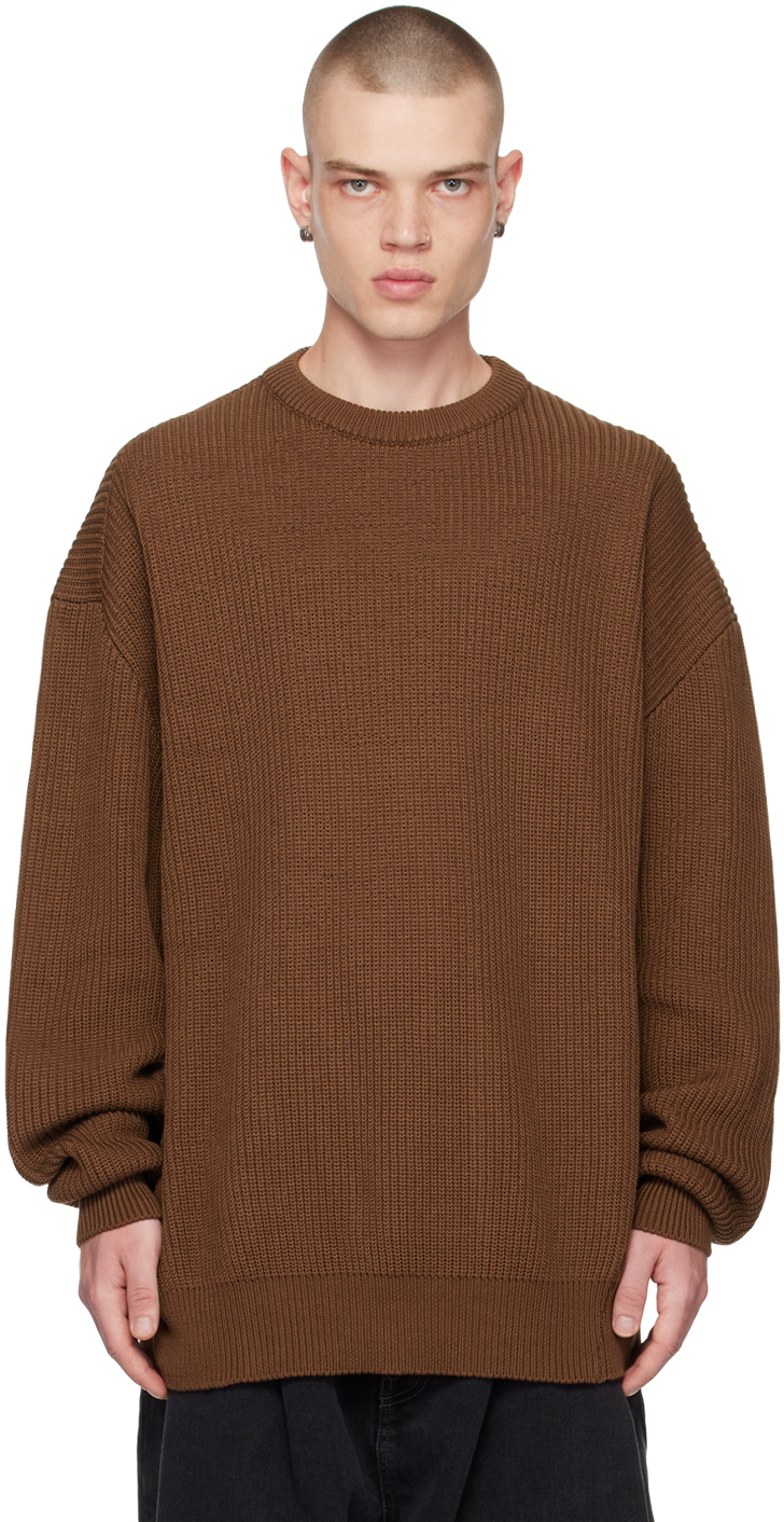Shop Hed Mayner Brown Twisted Sweater In Tobacco Brown
