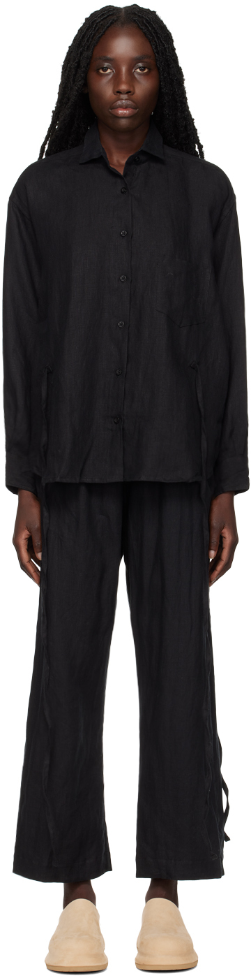 Black 'The Side Tie' Pyjamas