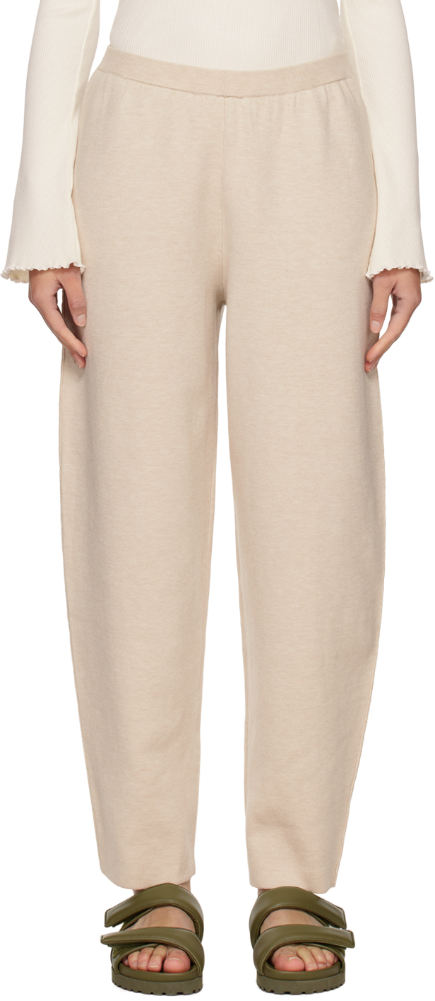 deiji studios beige the curved leg pant lounge pants in ecru