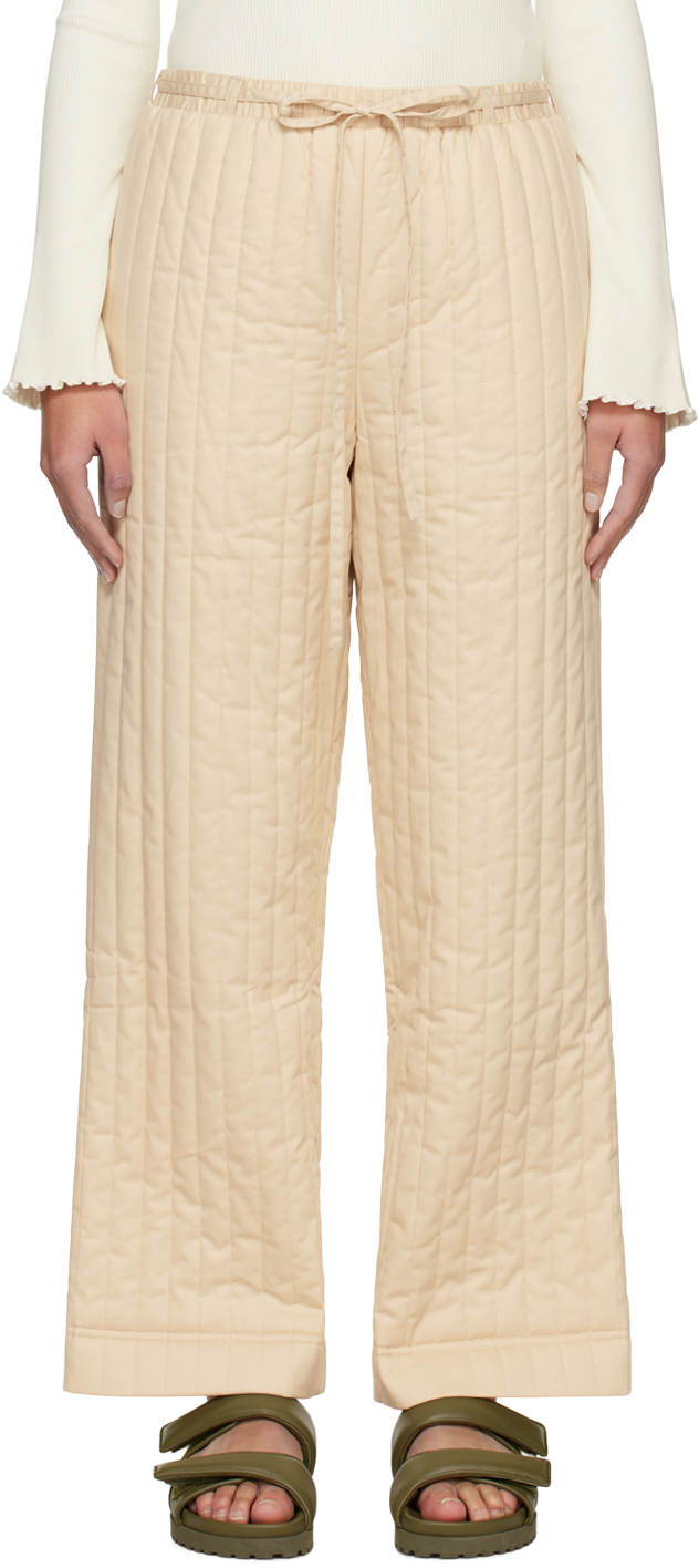 Deiji Studios Beige 'the Straight Quilted' Lounge Pants In Fawn