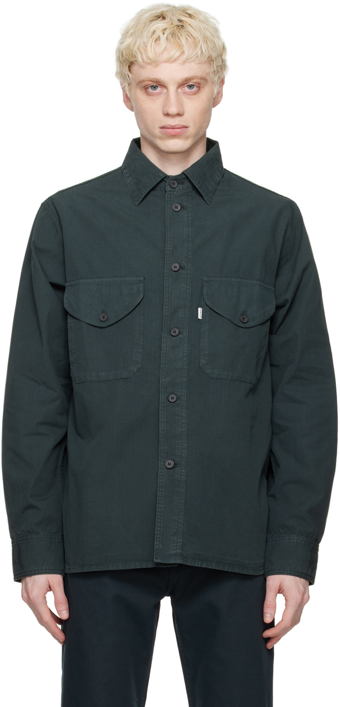 Dancer Green Double Pocket Shirt In Washed Black