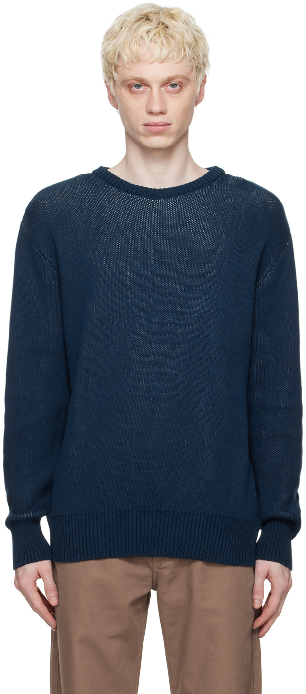 Navy Crewneck Sweater by DANCER on Sale