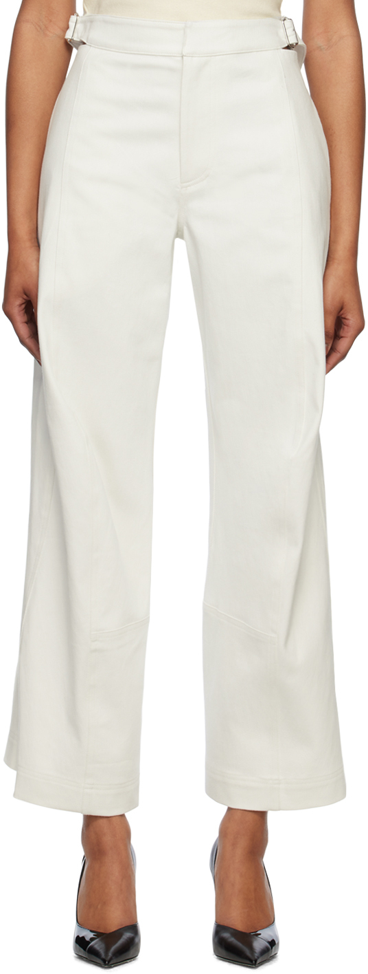 Yuzefi Off-white Bent Knee Denim Trousers In Off White
