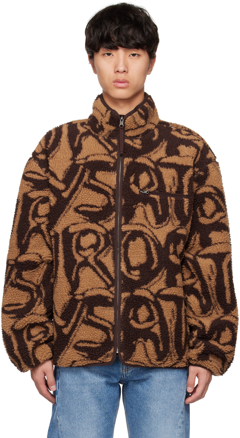 Brown Spencer Spellout Reversible Jacket
