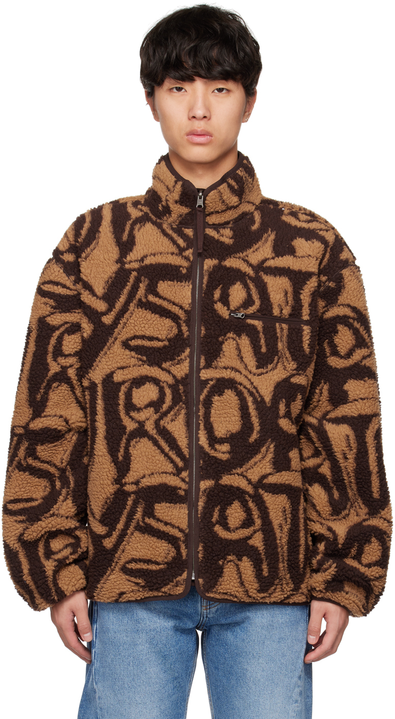 SATURDAYS SURF NYC BROWN SPENCER SPELLOUT REVERSIBLE JACKET 