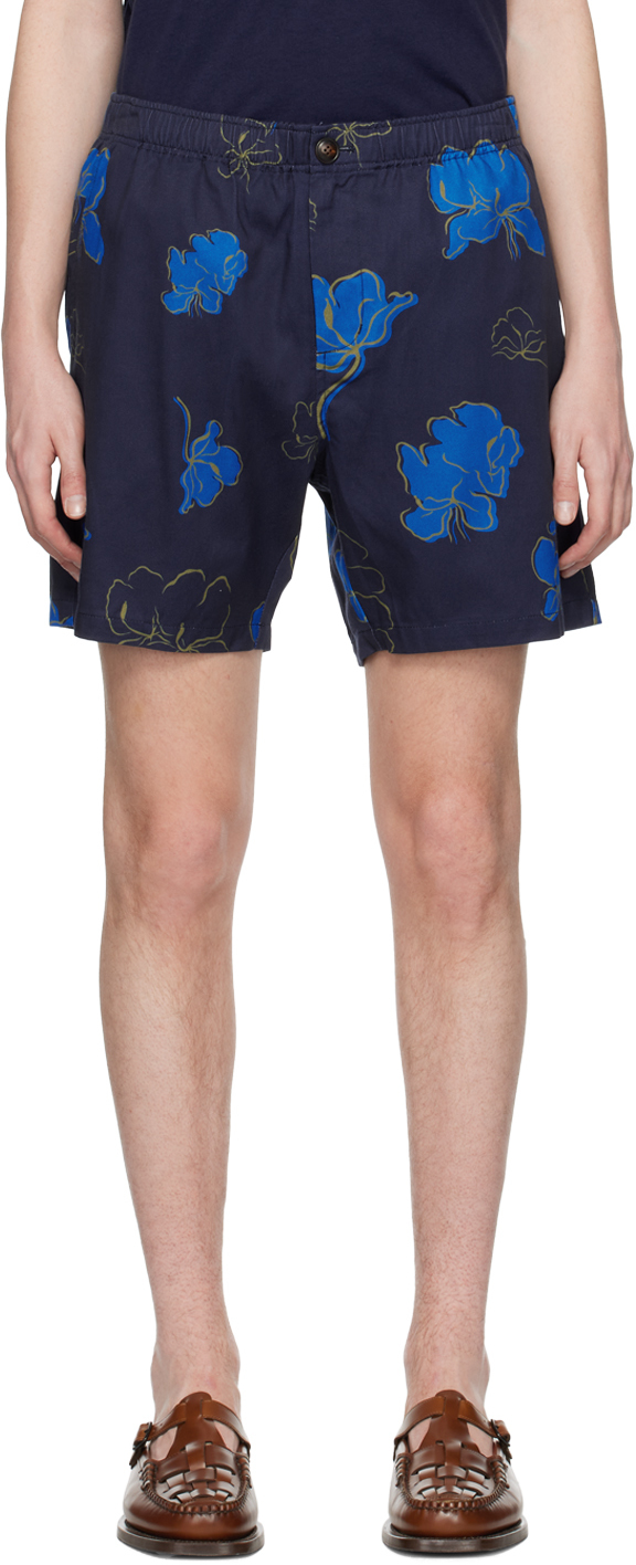 Saturdays Surf Nyc Sig Zane Ambrose Mānoa Straight-leg Tencel™ Lyocell-blend Twill Shorts In Blue