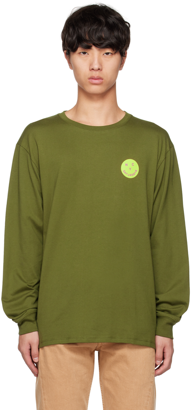 Saturdays NYC: Green 'SNYC' Sticker Pack Long Sleeve T-Shirt | SSENSE