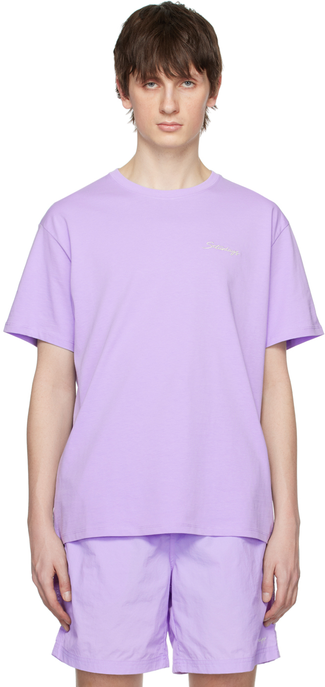 Saturdays Surf Nyc Logo-embroiderd Cotton-jersey T-shirt In Purple