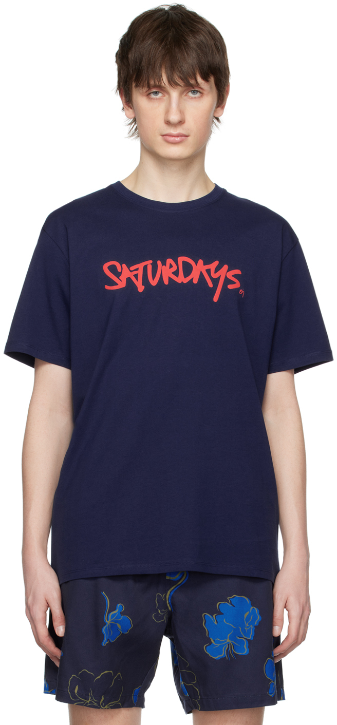 Saturdays NYC: Blue Signature T-Shirt | SSENSE