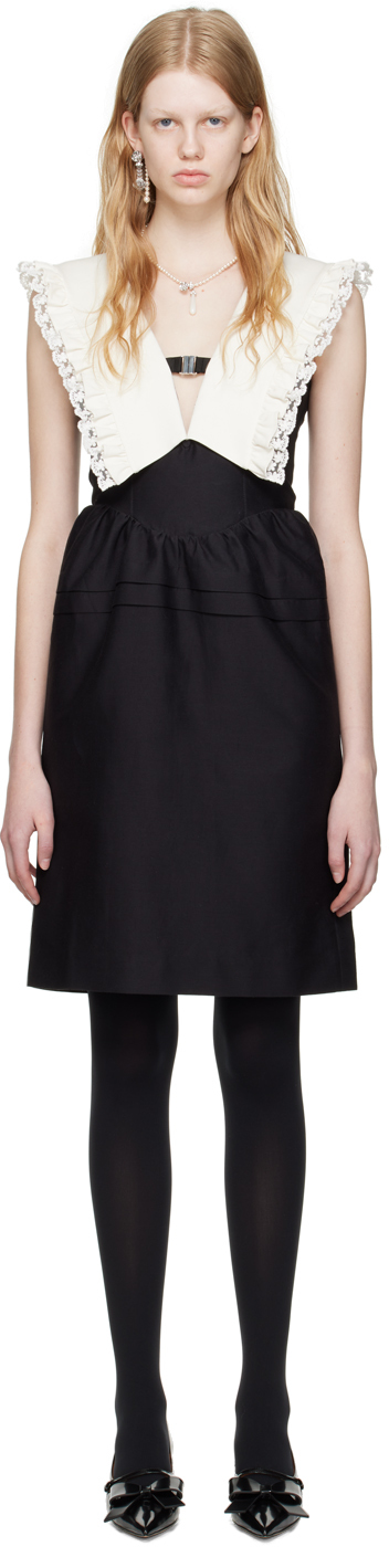 Shushu/Tong: Black V-Neck Midi Dress | SSENSE UK