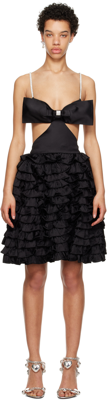 Shushu-tong Black Mercerized Cutout Mini Dress In Ba100 Black