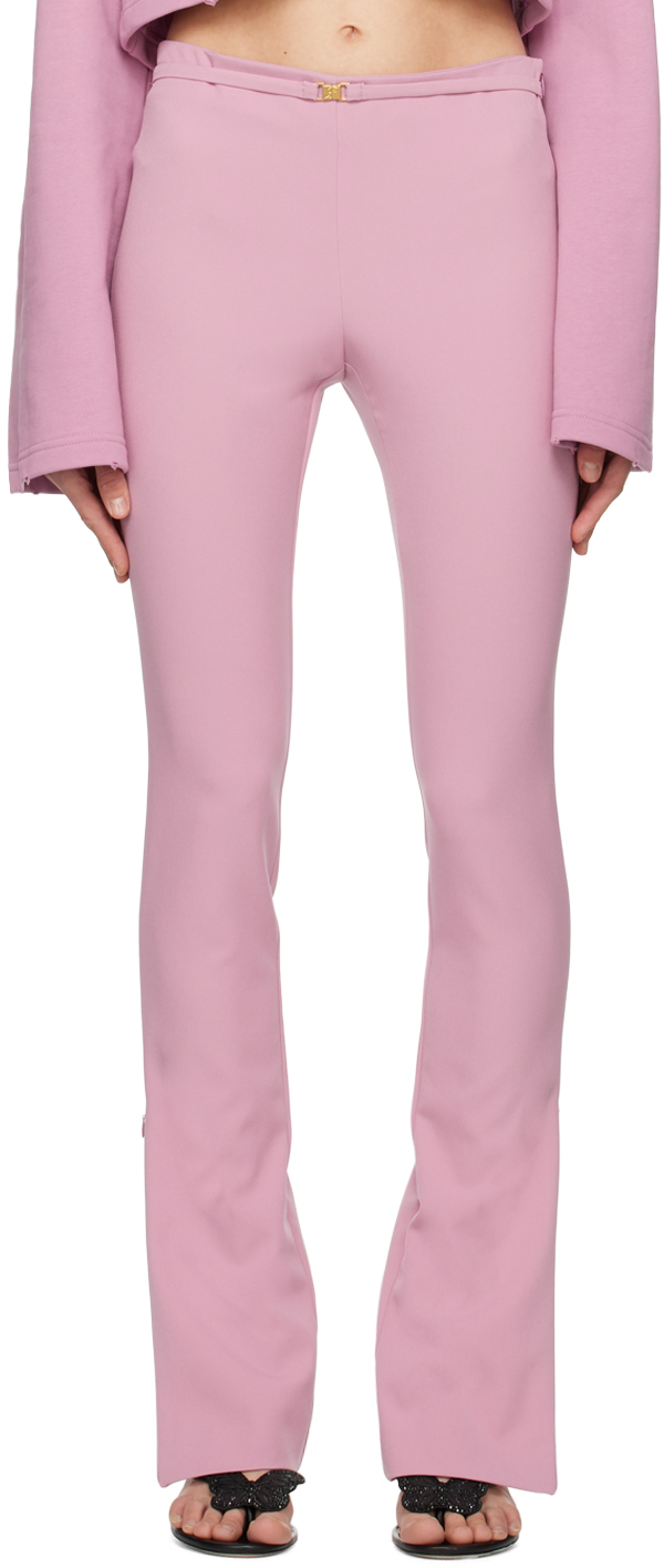Shop Blumarine Pink Belted Trousers In Mauve