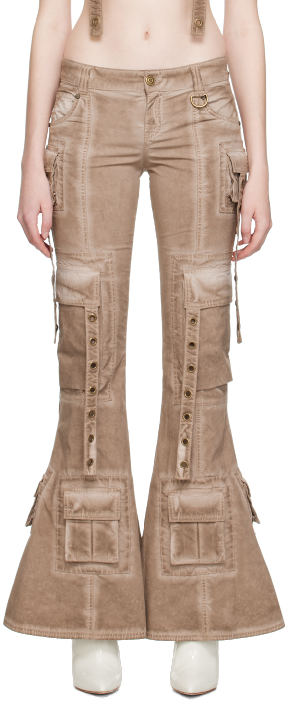 Blumarine Embellished Low-rise Flared Jeans In Brown