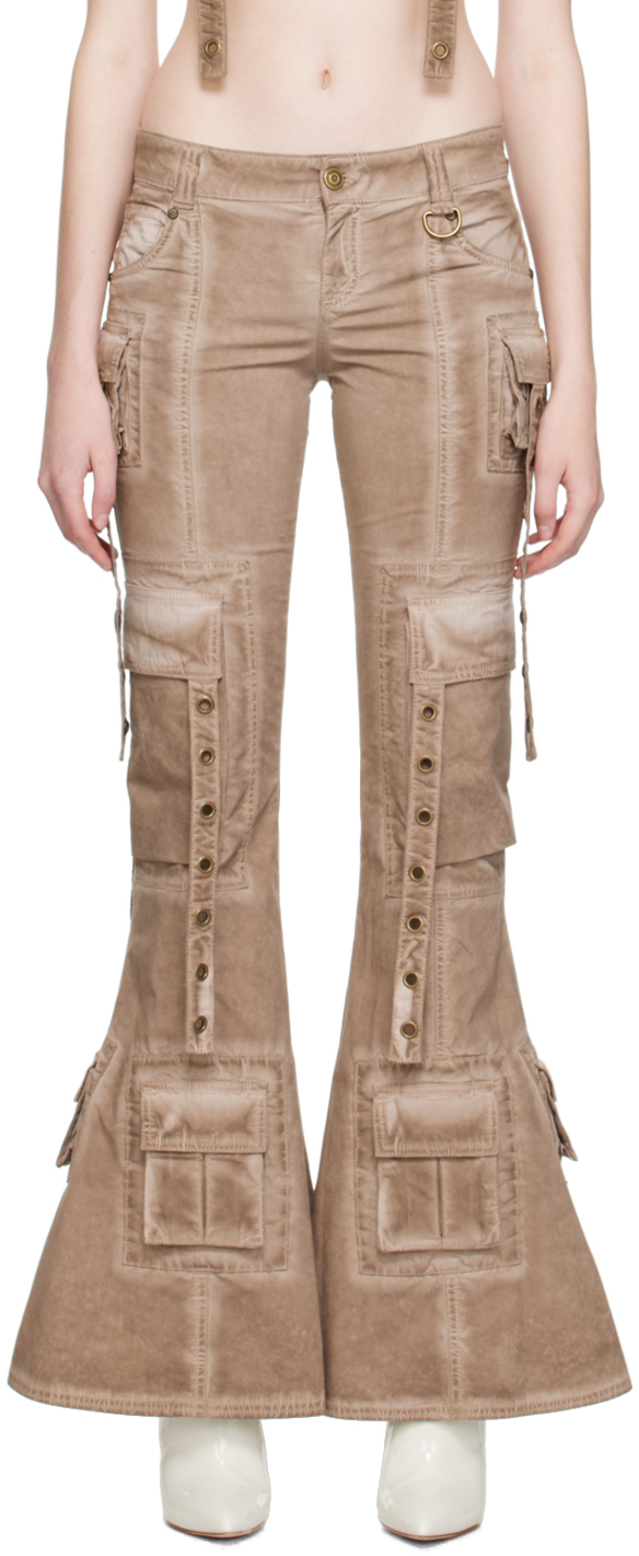 BLUMARINE BROWN STRAP TROUSERS