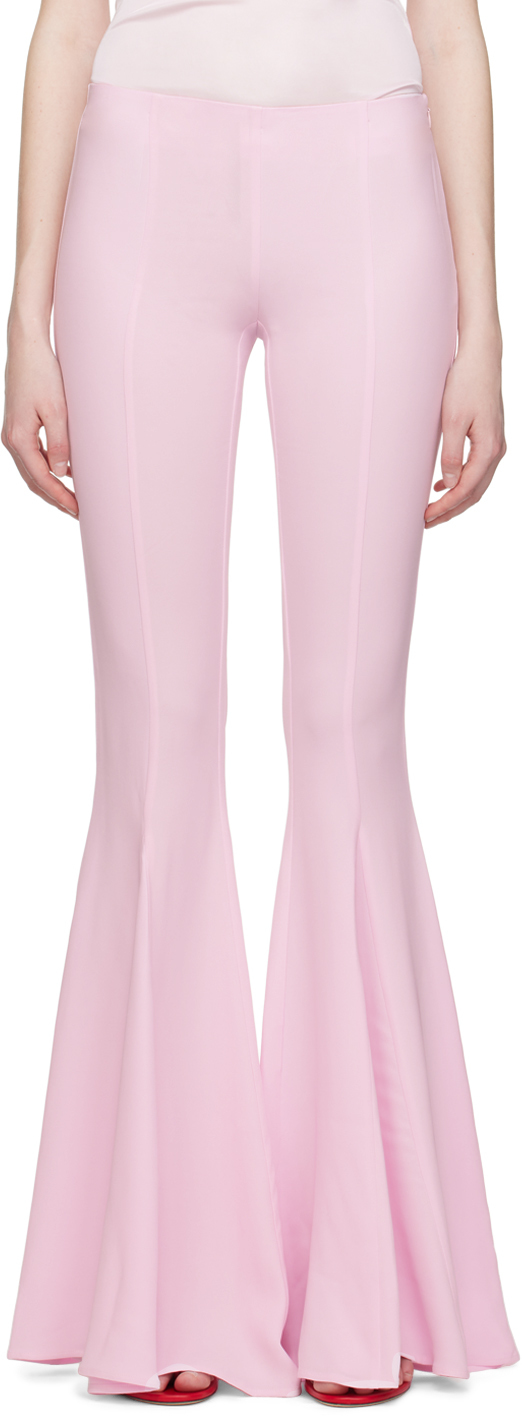 Blumarine Viscose Crepe Flared Trousers In Pink