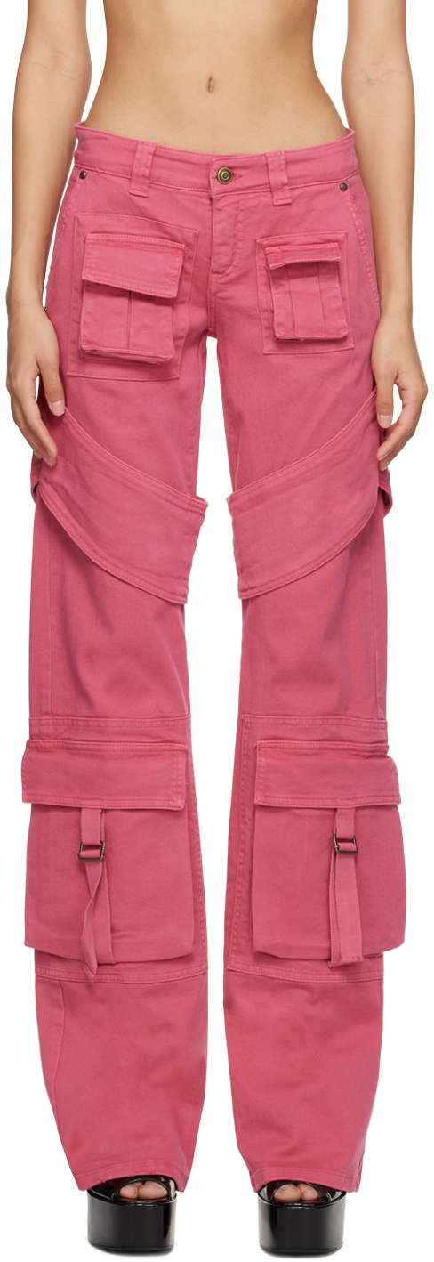 SSENSE Canada Exclusive Pink Denim Cargo Pants by Blumarine on Sale