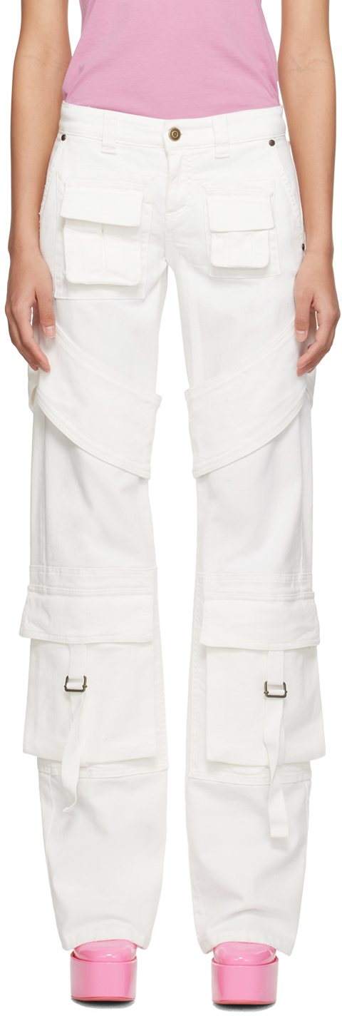 Miss Blumarine straight-leg cargo trousers - White