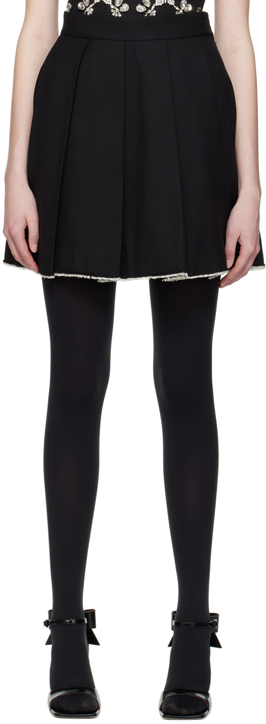 Shushu-tong Pleated Raw-hem Skirt In Ba100 Black