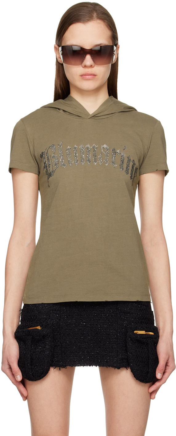 Blumarine Khaki Hooded T-Shirt